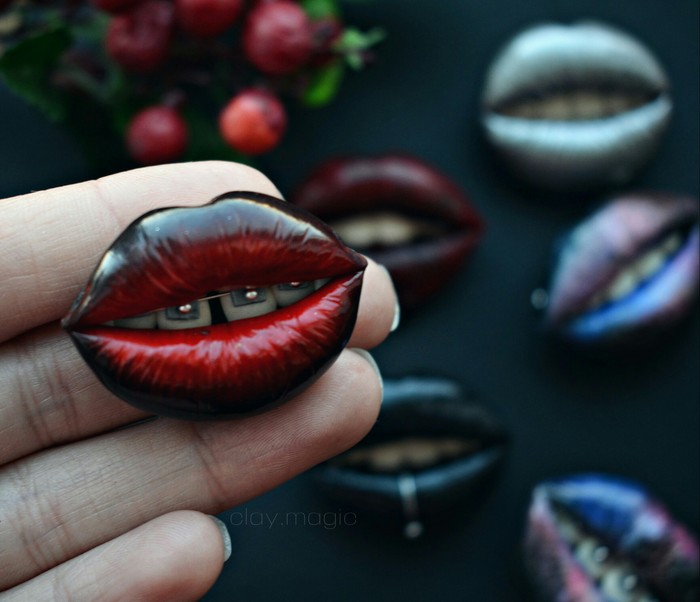 Juicy and wet, Outrageous lips - My, Polymer clay, Lips, Beautiful girl, Interesting, With your own hands, Creation, Humor, Longpost