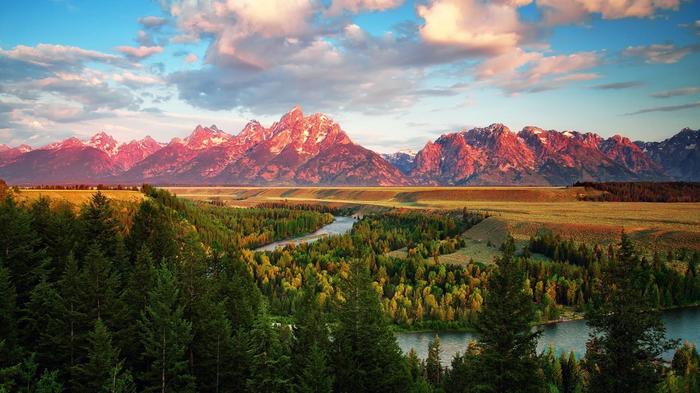 Grand Teton Park - The photo, Nature, beauty, The mountains, Plain, Forest