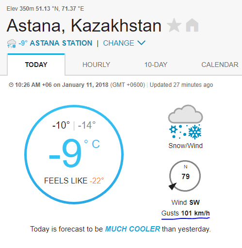 Astana, 11.01.2018, 10:30 - My, Weather, Astana, Good weather, Video