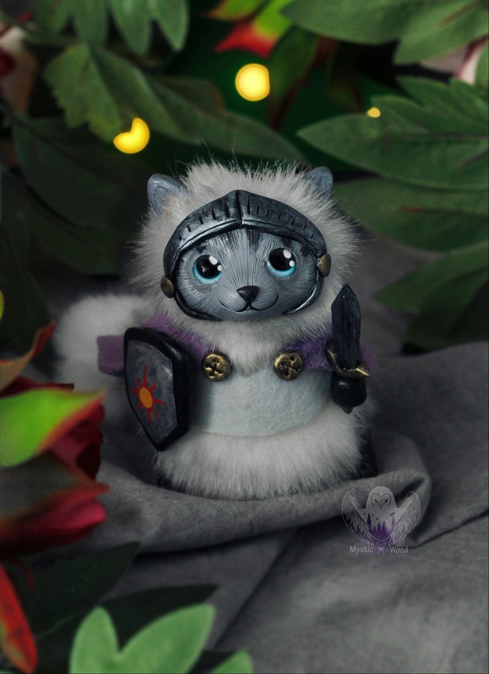 Fluffy Knights - My, cat, Knight, Handmade, Needlework without process, Polymer clay, Longpost, Knights