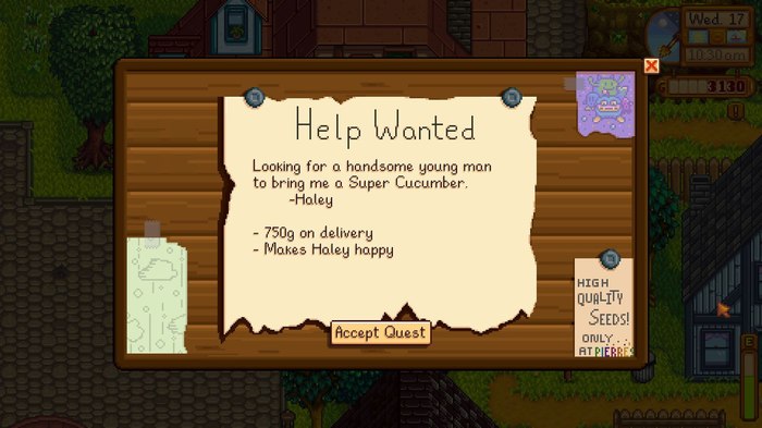 Random Quests from Hayley in Stardew Valley - Stardew Valley, Girls, Exercise, Quest, Strawberry