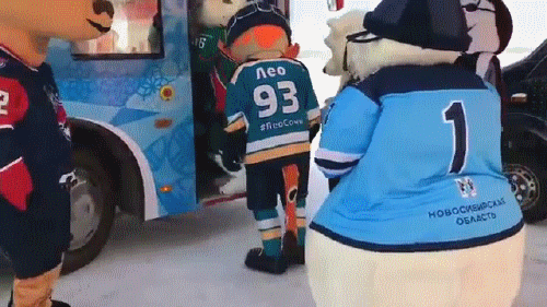 This is because someone eats too much! - Hockey, KHL, Mascot, snowman, Fat man, Humor, GIF, Fullness
