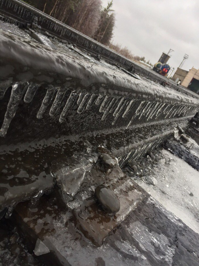 On knurled - My, Russian Railways, Driver, Ice 9, Winter, Rails, Rime