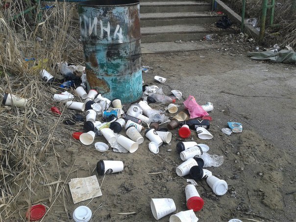 Waste from the coffee business. - Garbage, Beach, Novosibirsk, Akademgorodok, Longpost