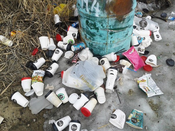 Waste from the coffee business. - Garbage, Beach, Novosibirsk, Akademgorodok, Longpost