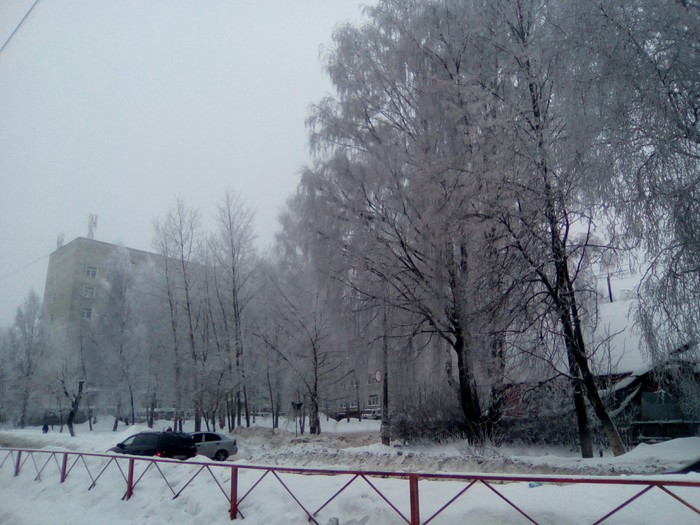 Rime - Long-post, Longpost, freezing, beauty of nature, Photo on sneaker, Kirovo-Chepetsk, Winter