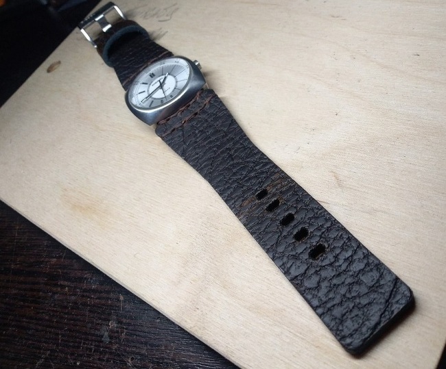 Diesel watch strap. History of creation in photos №8. - My, Needlework with process, Watchband, Strap, Leather, , Order, Handmade, , Longpost