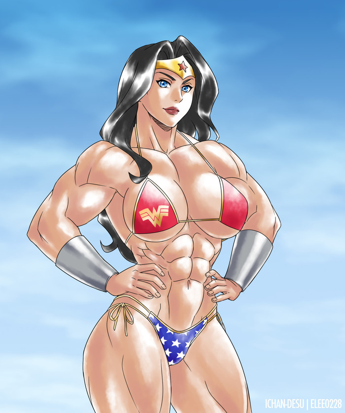 Wonder Woman - NSFW, , Art, Strong girl, Dc comics, Wonder Woman, Sports girls, Bikini, Anime art, Longpost