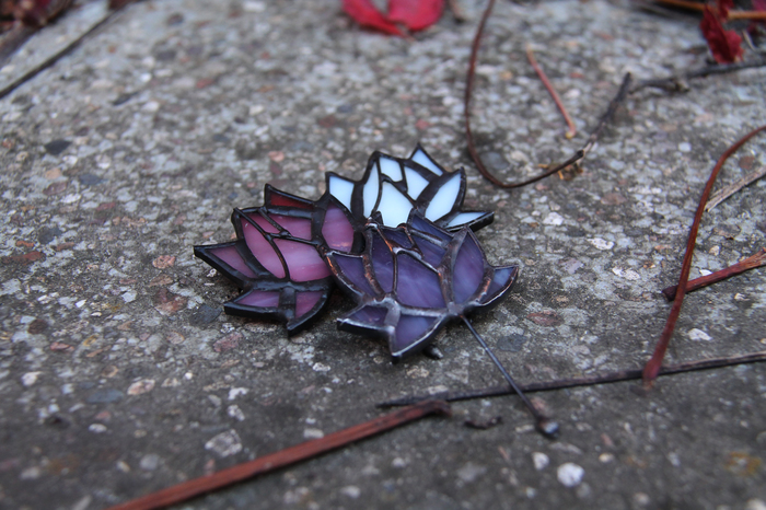 Making a glass flower (process) - My, , Decoration, Longpost, Brooch, Stained glass window by Tiffany, Needlework with process