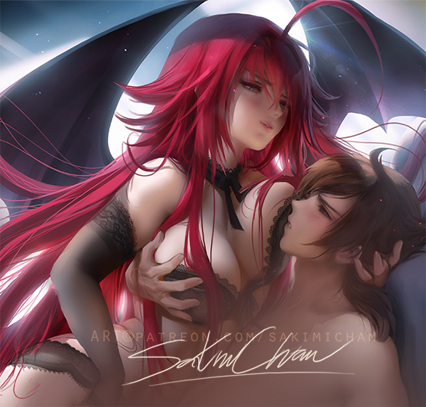 Rias X Issei - NSFW, DeviantArt, Арт, Рисунок, Anime Art, Пара, Аниме, High School DXD, Rias Gremory, , Issei Hyoudou, Sakimichan