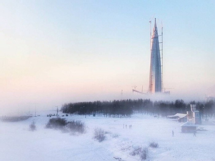 Frosty Petersburg - freezing, Saint Petersburg, Lakhta Center, Winter
