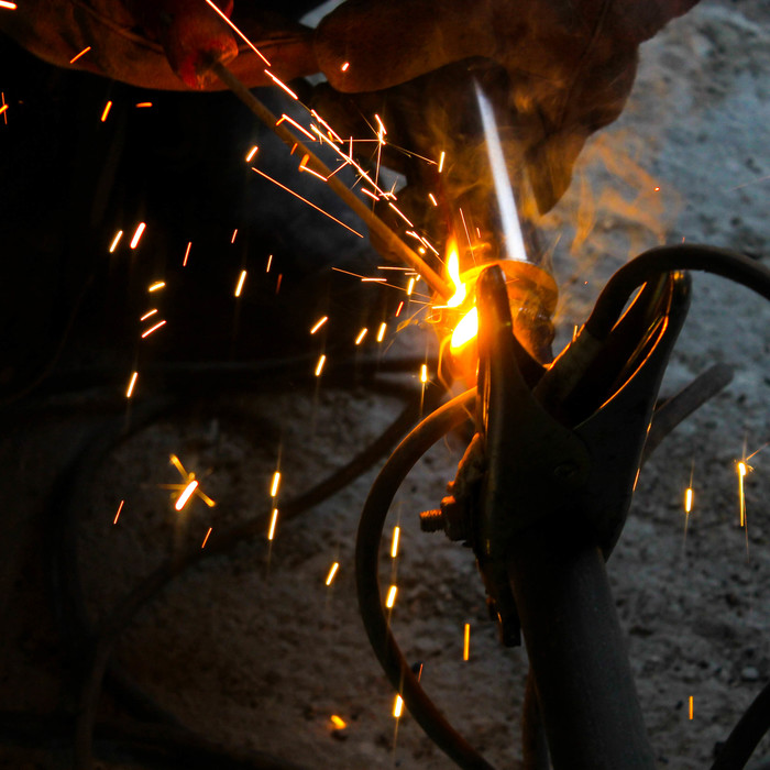 All professions are important / you can look at welding not only through a mask. - My, Welding, The photo, Building, Welder, Pipe, , Fire, Electrodes