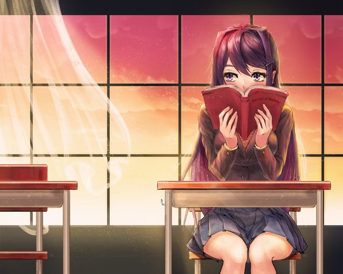 Yuri - Doki Doki Literature Club, Yuri, Anime art, Anime, Visual novel, Not anime, Art