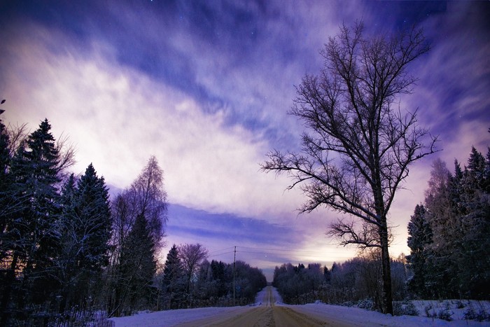 January 24th. Moscow region. - My, The photo, Подмосковье, Road, Night