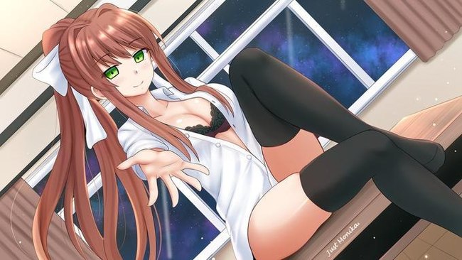 Monika - NSFW, Anime Art, Аниме, Doki Doki Literature Club, Just monika, Monika