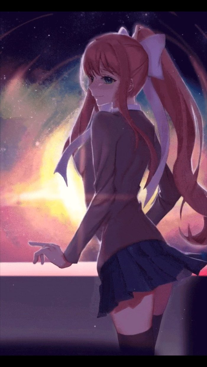 Дама, Которая Знала Всё - DDLC, Doki Doki Literature Club, Just monika, Арт, Визуальная новелла