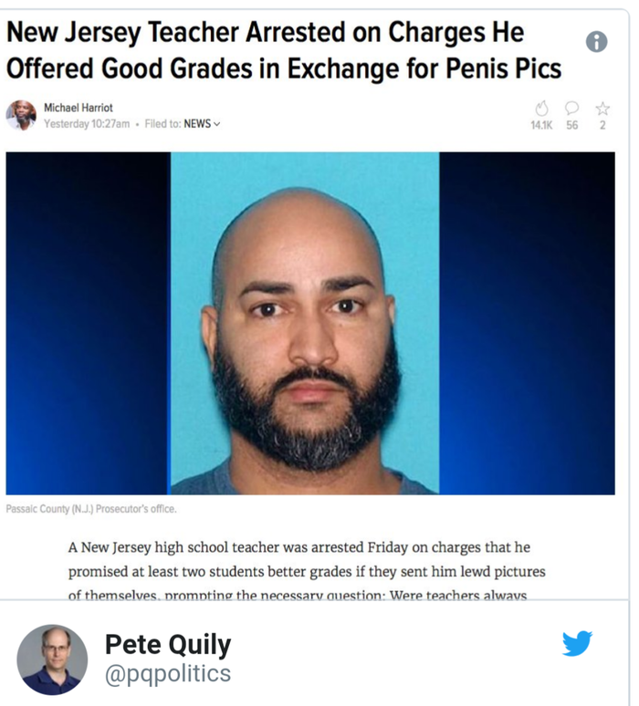 В США учитель требовал у учеников голые фото в обмен на хорошие оценки