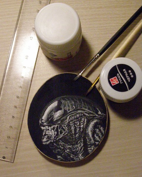 Alien miniatures have arrived! - My, Strangers, Miniature, Painting on wood, Gouache, Drawing in guache, Alien movie