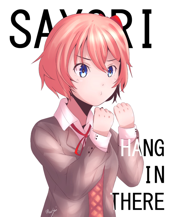 Hang in there - Doki Doki Literature Club, Sayori, Anime Art, Аниме, Визуальная новелла, Не аниме