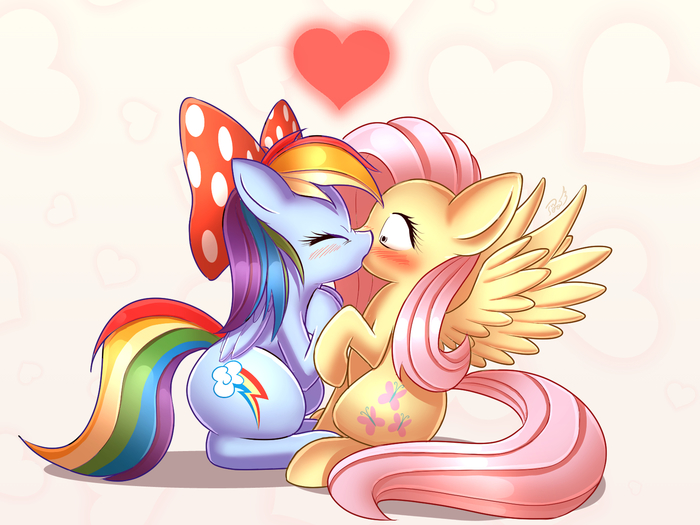 Kisssss!!! - My little pony, PonyArt, Rainbow dash, Fluttershy, Shipping, MLP Lesbian, Phoenixperegrine