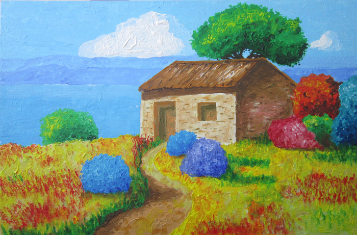 Small house - My, Acrylic, Canvas, House