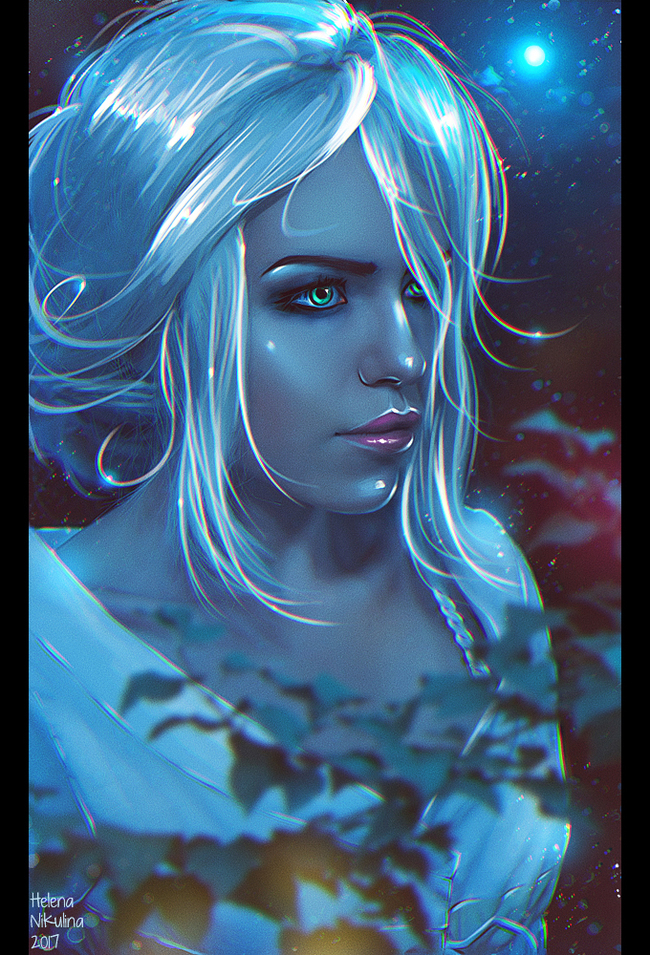 Cirilla Fiona Elen Riannon. - Моё, Арт, Елена Никулина, Цири, Ведьмак 3: Дикая охота, Фан-Арт, Ночь, The Witcher 3:Wild Hunt, Видео