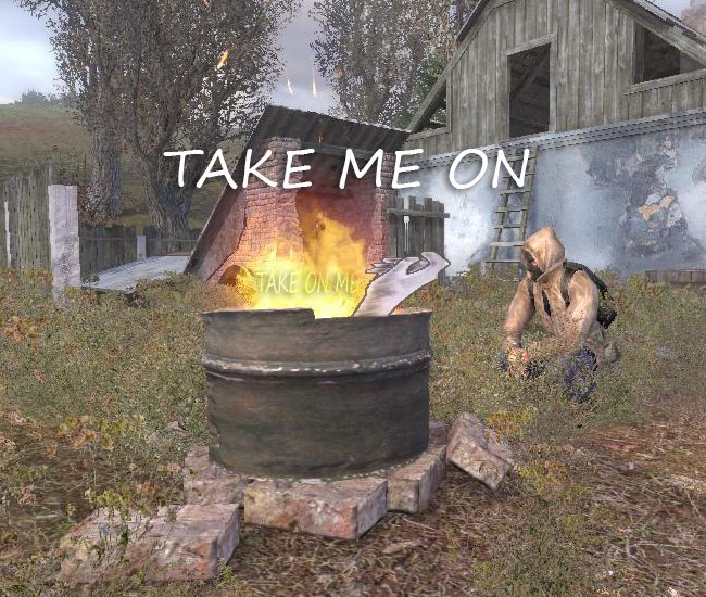 Take on me - Stalker, Memes, Bonfire, Games, Computer games, Crazy Olive Bar, Take on me, Video, Longpost