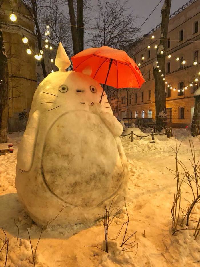 Totoro in Moscow - My, My neighbor Totoro, Moscow, snowman, Anime