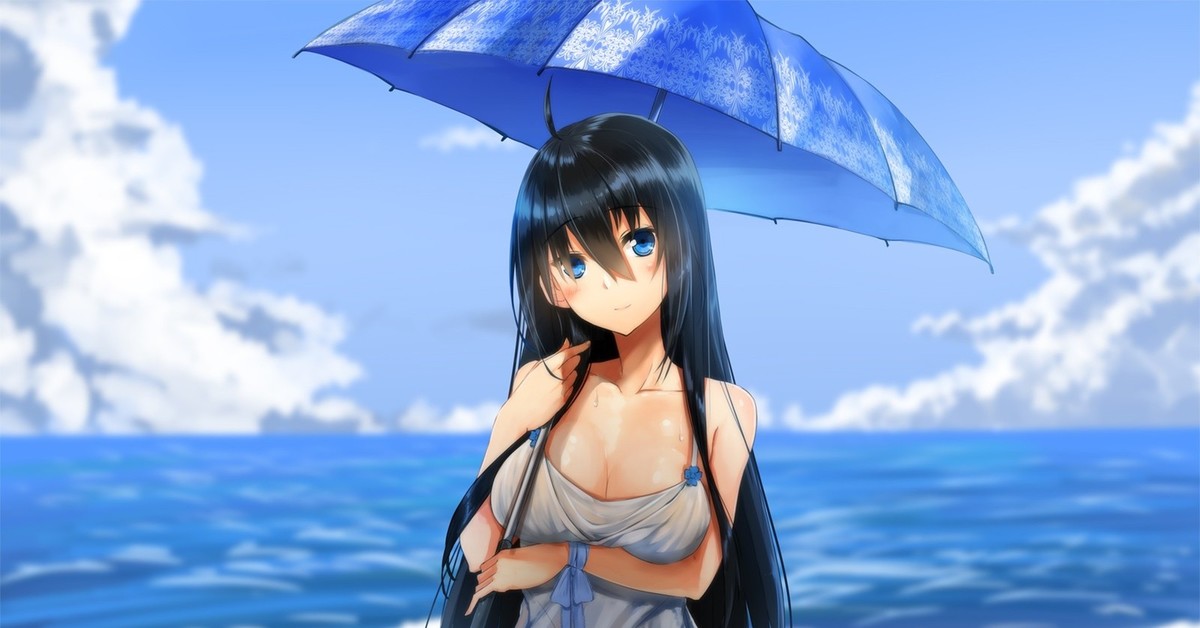 Anime girl at the beach