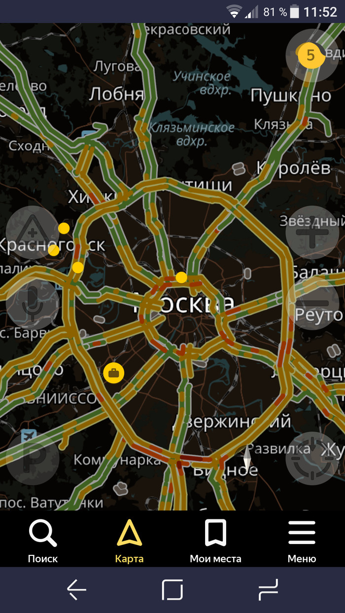 Желтая Москва - Моё, Наблюдение, Москва, Яндекс Пробки, Снегопад в Москве, Снегопад