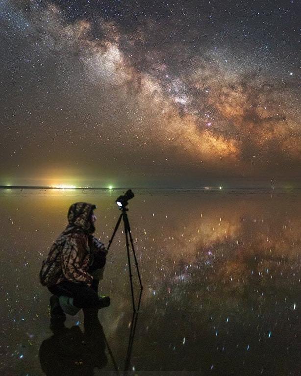 Reflection. - Reddit, The photo, Photographer, Person, Reflection, Sky, Milky Way, Night