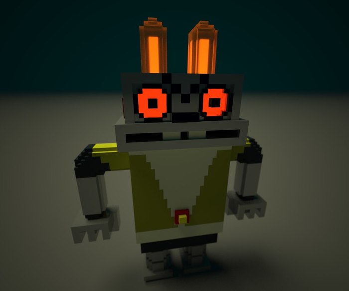 Voxel Bunny Robot - Voxels, Voxel-Art, Hare, Wait for it!, Robot, Longpost, Voxelart