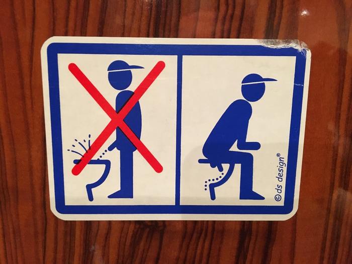 men pissing while sitting - Toilet, Write