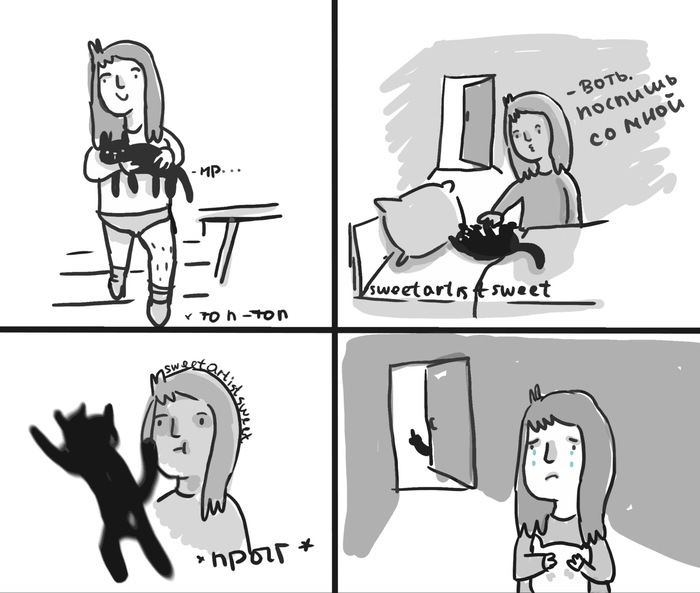 When you think that a cat loves you ... does not love - My, cat, Memes, Comics