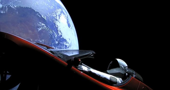 SpaceX launches Falcon Heavy rocket into space with Tesla car inside - Spacex, Elon Musk, I am a UFO driver, Humor, Space, Video