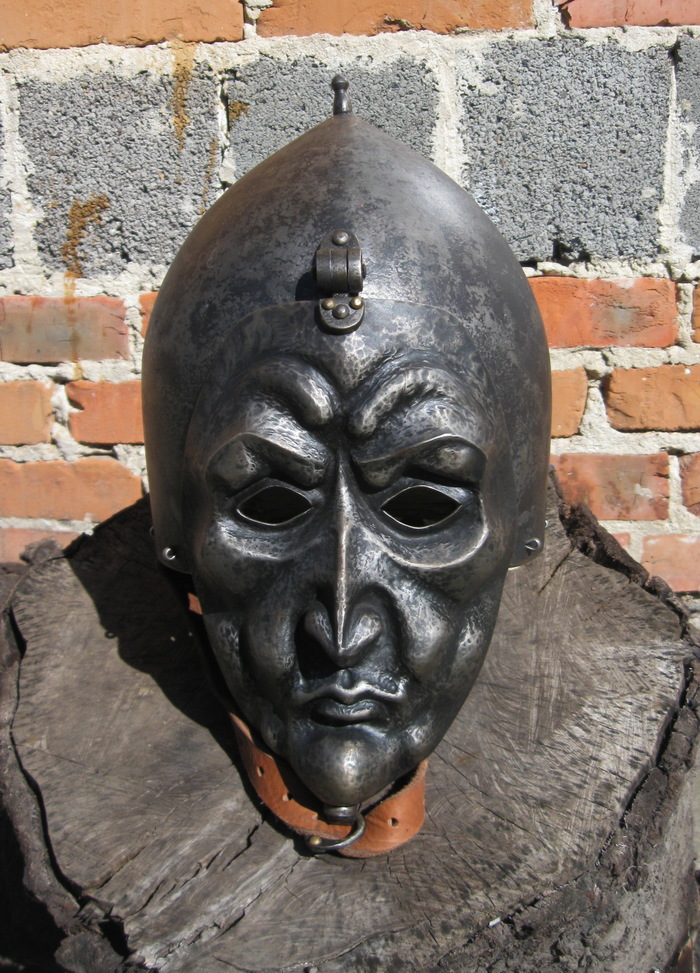 Helmet with an anthropomorphic face. - My, Helmet, Middle Ages, , Forging, Disguise, Longpost