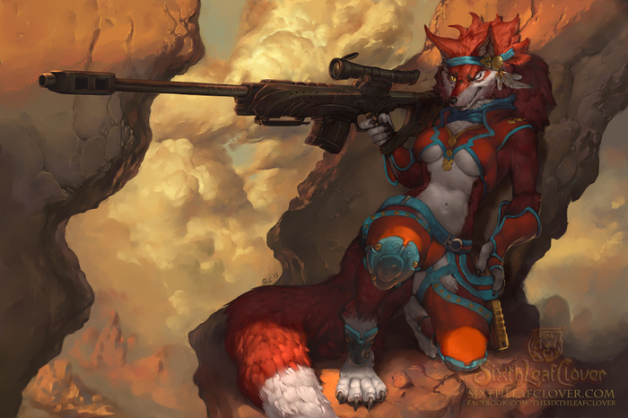 Furry with weapons - Furry, Art, A selection, Weapon, Sixthleafclover, Longpost