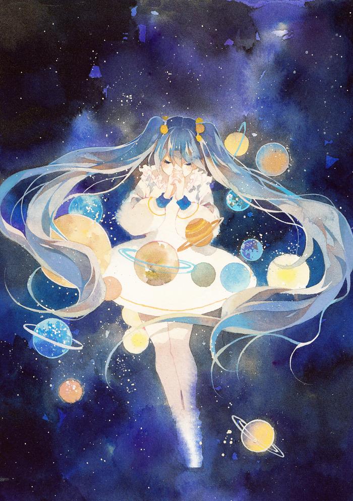 Hatsune Miku - Anime, Anime art, Vocaloid, Not anime, Watercolor, Hatsune Miku