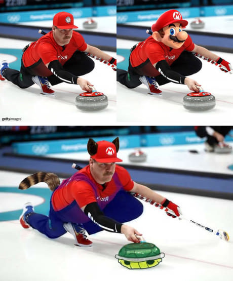 Super Mario at the Olympics - Sport, Olympiad, Olympiad 2018, Curling, Mario, 9GAG