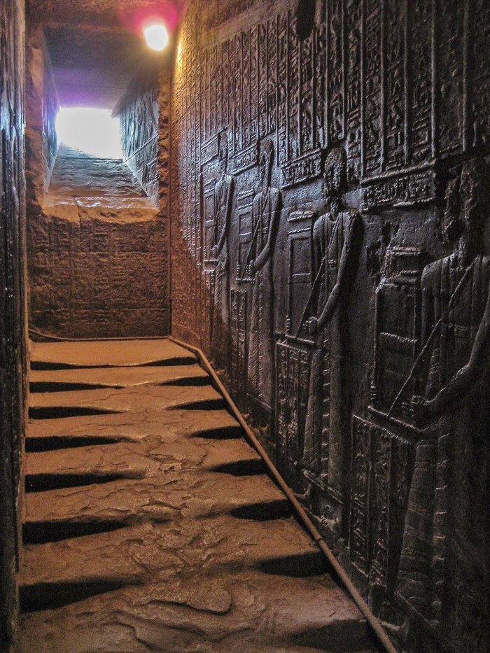 A staircase that has not been climbed for thousands of years. Temple of Hathor in Dendera - Stairs, Egypt, Temple