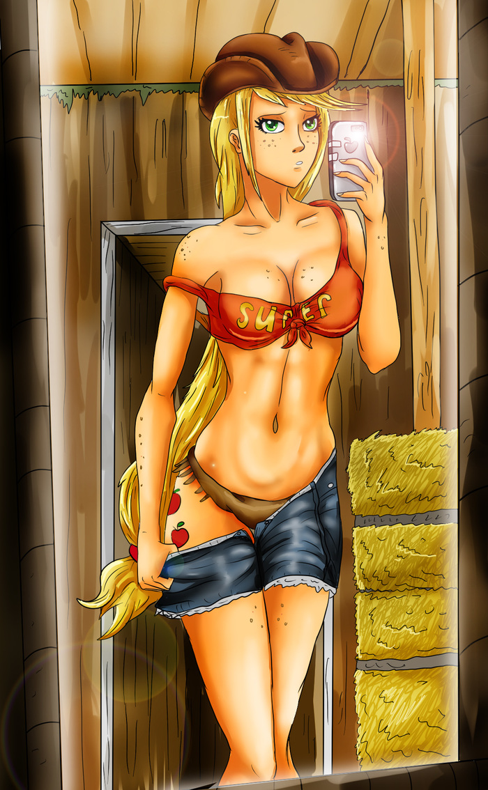 apple jack selfie - NSFW, My, Applejack, Selfie, Humanization, Equestria girls, My little pony