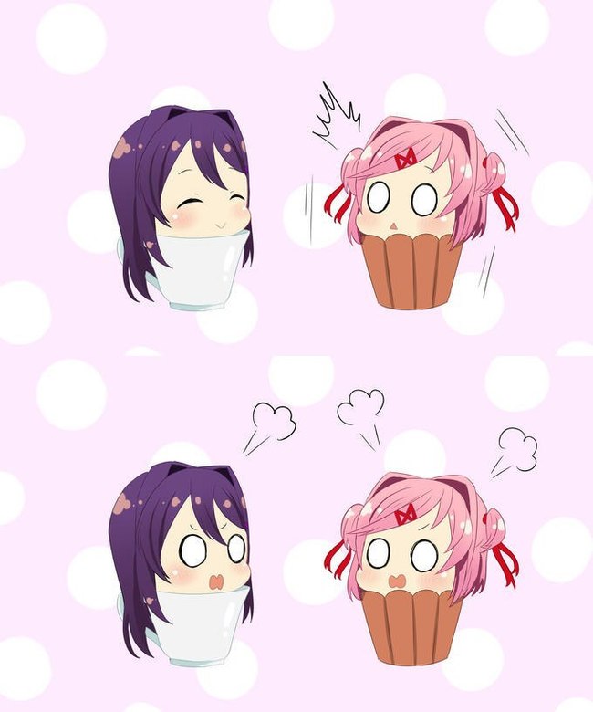 Conflict - Anime art, Natsuki, Yuri, Doki Doki Literature Club, Not anime, Visual novel, Anime