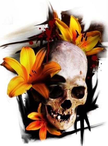 Skulls with flowers - My, Hekut, Flowers, Scull, Longpost