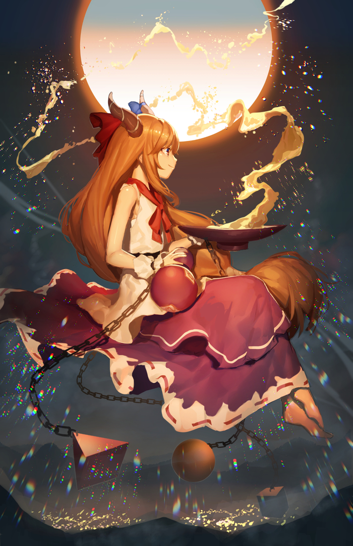 Ibuki Suika - Anime, Anime art, Touhou, Ibuki Suika, 