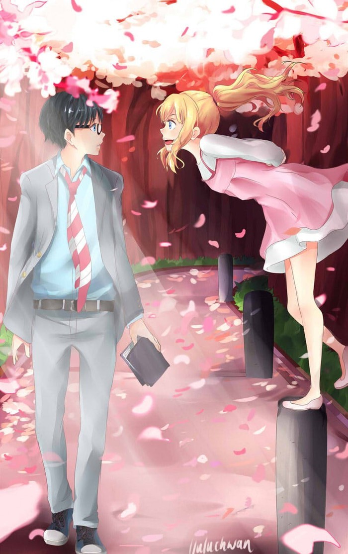 Your April lie art - Anime art, Anime, Shigatsu wa Kimi no Uso, Arima Kousei, Nyasha, Miyazono kaori, Longpost