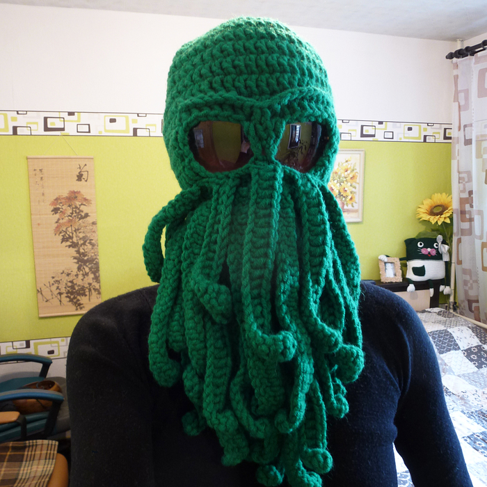 Cthulhu hat - My, Cthulhu, , Knitting, Crochet, Needlework without process, Longpost