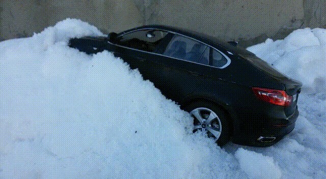 I thought he couldn't get out. - Bmw, Stuck, Snow, Suddenly, GIF