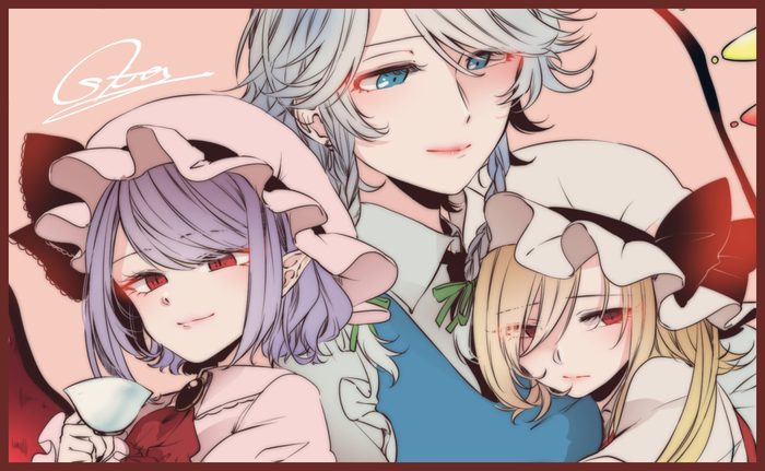 Maid & Ladies , Anime Art, Touhou, Flandre Scarlet, Izayoi Sakuya, Remilia Scarlet, Souta