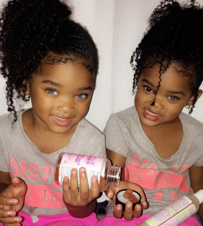 Black twins Megan and Morgan with crystal blue eyes - Eyes, Children, Twins, Unusual, Interesting, Black people, Heterochromia, Instagram, Longpost