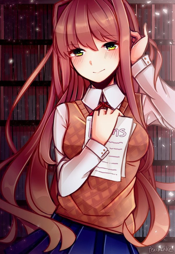 Monika - Anime, Anime art, Monika, Doki Doki Literature Club, Not anime, Visual novel